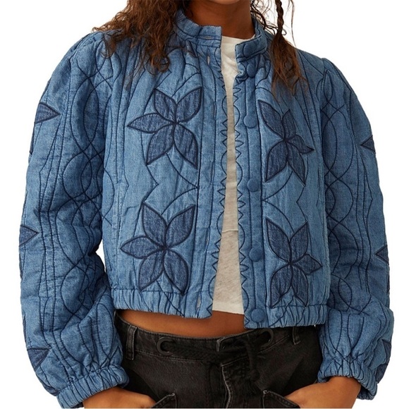 Free People Quinn Quilted Cotton Denim Jacket - Picture 2 of 9